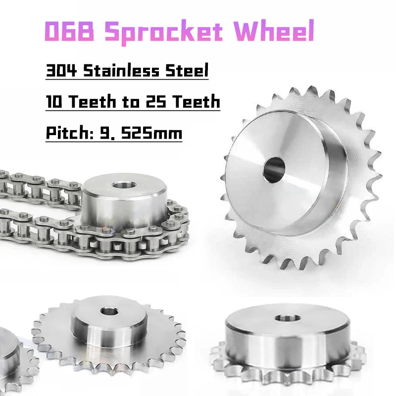 1pcs/lot 304 Stainless Steel 06b Chain Sprocket 10t To 25 Teeth Pitch 9.525mm Industrial Drive Sprocket Gear Chain For 06b Chain