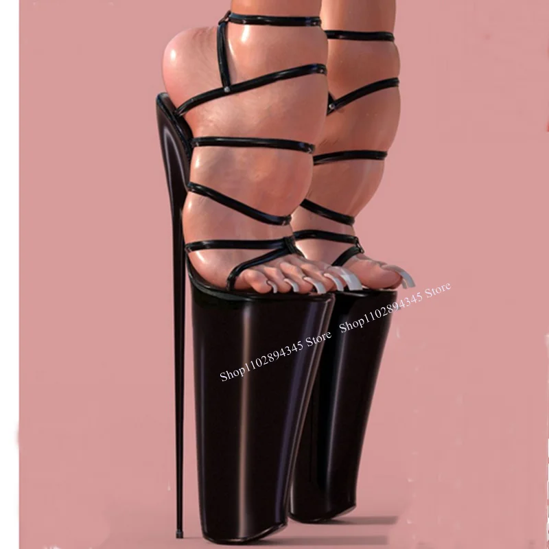 블랙 글리터 다이아몬드 플랫폼 샌들, 얇은 하이힐, 핍 토 패션, 섹시한 소설, 서양 여름 여성 신발