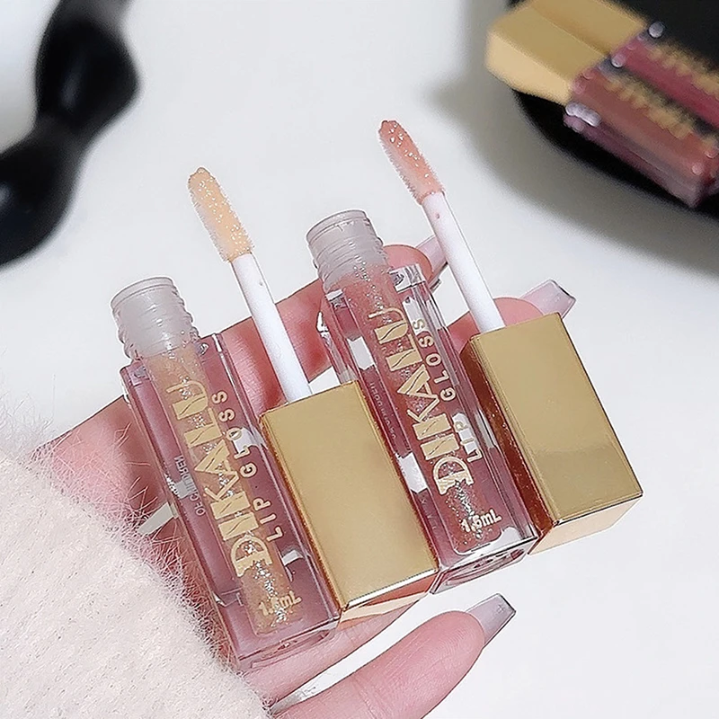 

DIKALU Small Shave Ice Flash Lip Glaze Mirror Lip Gloss Fine Shine Lip Gloss Transparent Lip Gloss Gloss Lipstick Paste Pure Des