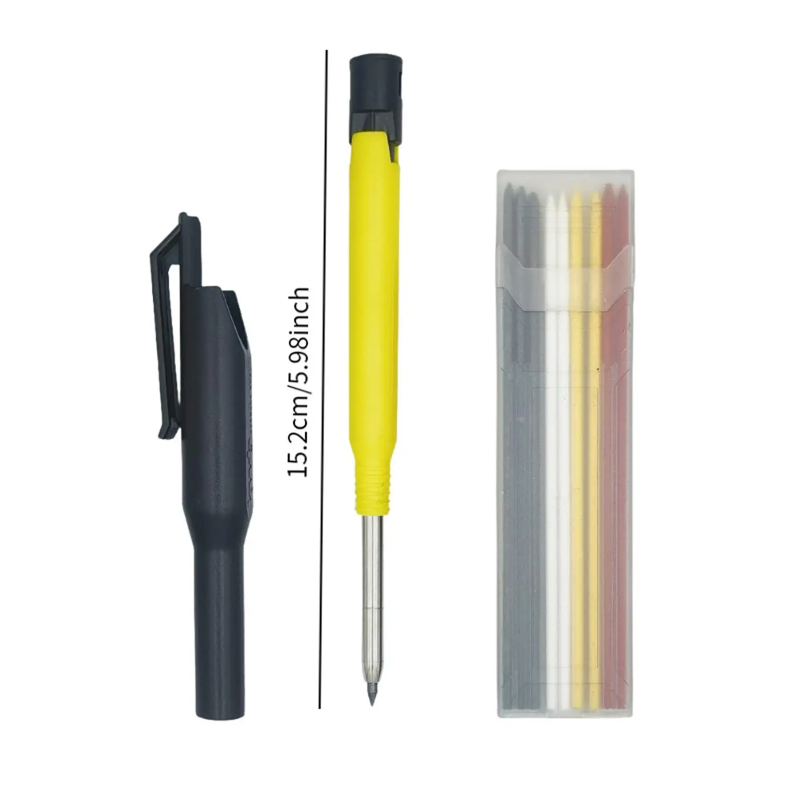 Lápis de carpinteiro com 8 recargas Caneta de alcance profundo de cabeça longa para desenho e escrita