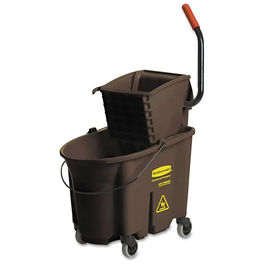 

Commercial Products WaveBrake 35 QT SidePress Mop Bucket and Wringer Combo on Wheels Brown for HeavyDuty Floor Cleaning