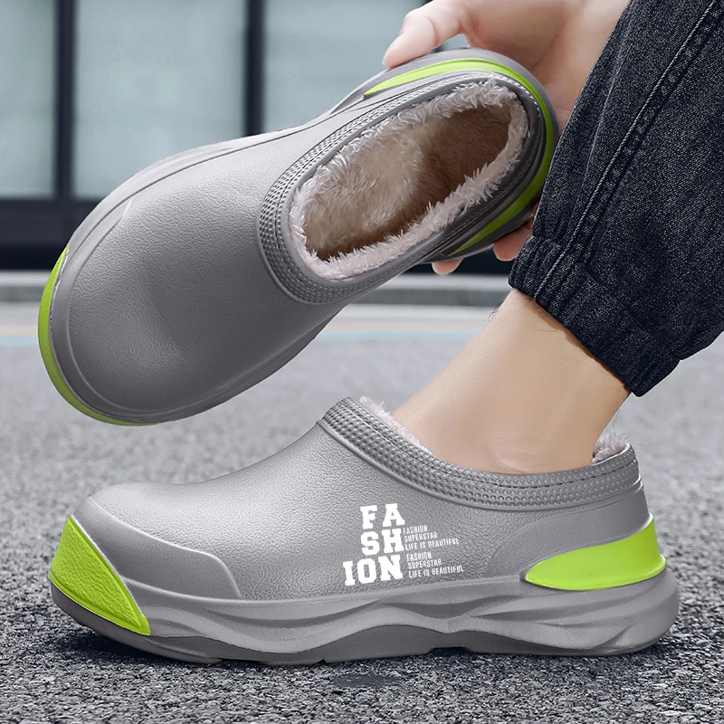 2024 NEW Winter Mens Casual Cotton Shoes Waterproof Warm EVA Slip On Shoes Anti-skid Wear-resistant Outdoor Garden Shoes for Men