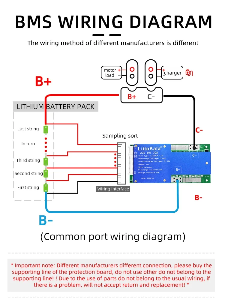 LIitoKala 20S-60V30A-BMS LiF4PO4 Battery Protection Board BMS with balance 64V Lithium Iron Phosphate 18650 LiFePO4