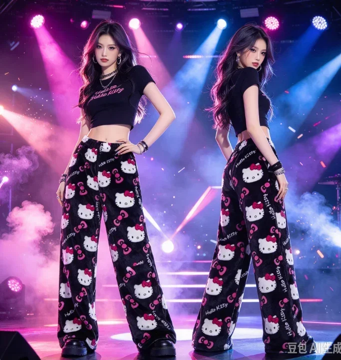 26-27 Winter New Arrivals Flannel Sleeping Pants for Cute Women Hello Kitty Loose FamilyMatching Casual Home Pants Walking Pants