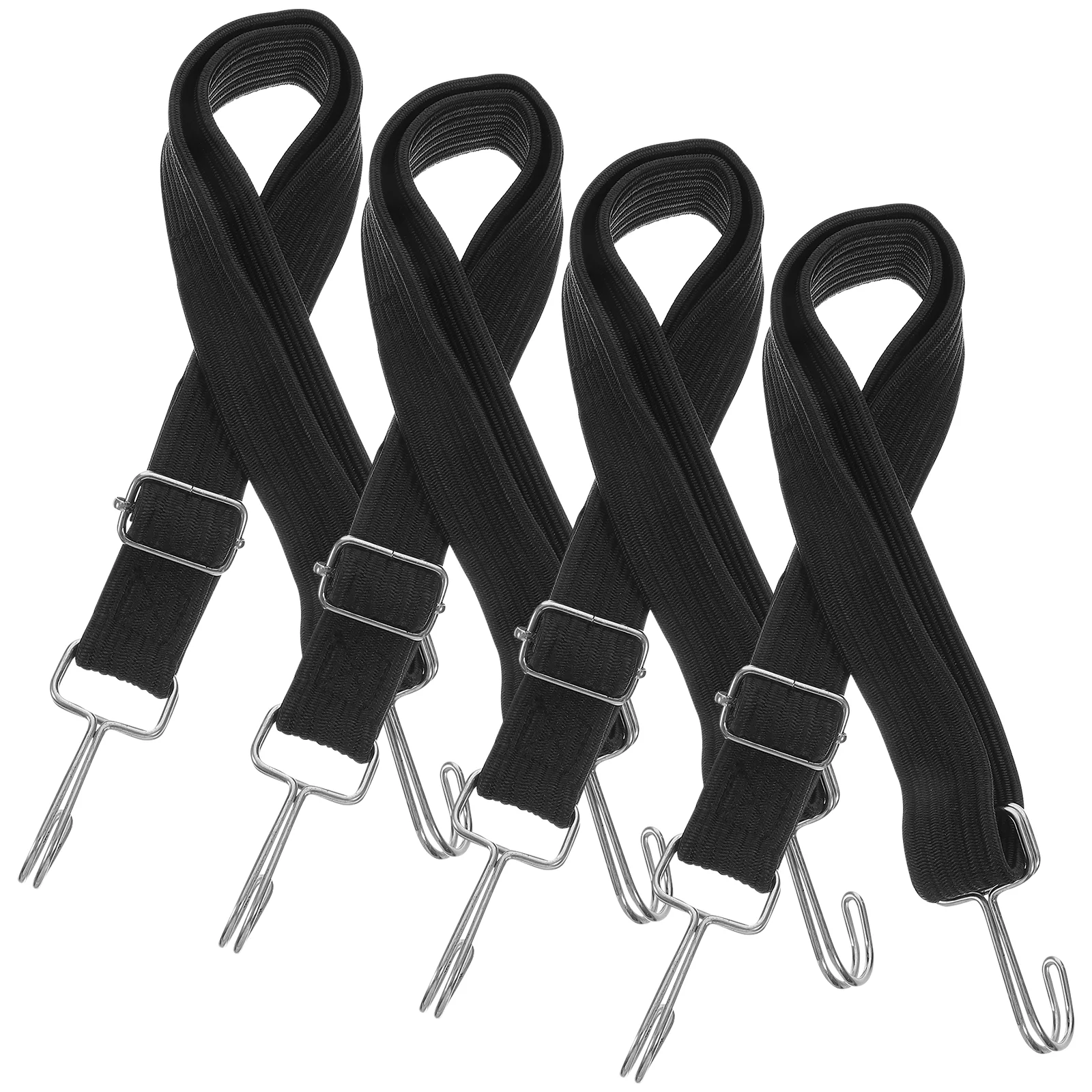 4 Pcs Bungee Cord Hooks Elastic Rope Black Band Buckle Straps Adjustable Emulsion Cords Heavy Duty Outdoor