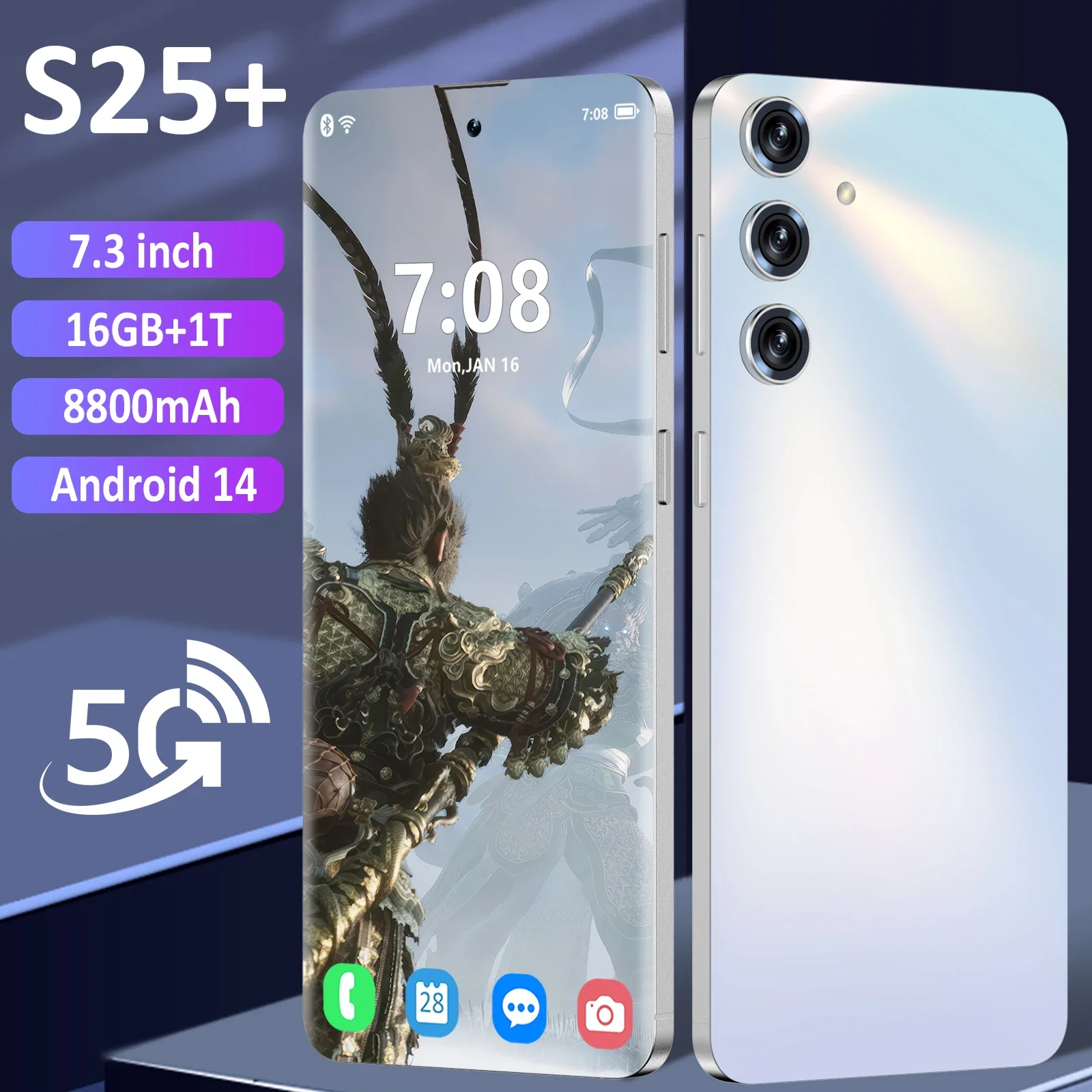 

Global Version S25 5G Smartphone 7.3 Inch 16GB RAM+1024GB RAM Qualcomm8 Gen 2 10core 108MP Camera Android 14 Phone Unlocked