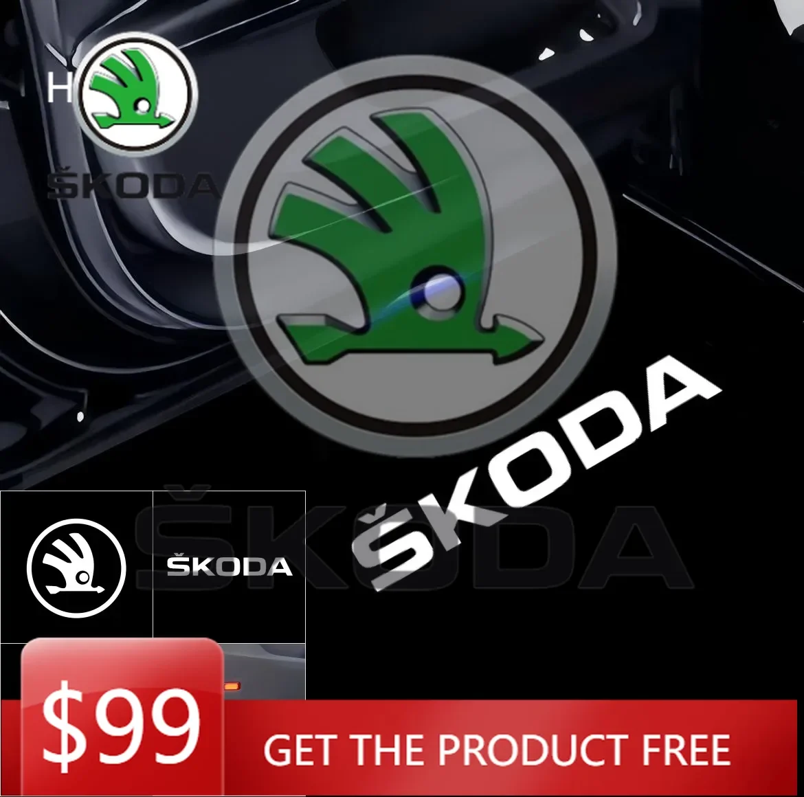 

Светодиодный проектор логотипа для дверей автомобиля Skoda (2 шт.) для Skoda VRS Octavia A7 2015-2024, Kodiaq 2016-2024, 2022, 2021, 2023, 2020