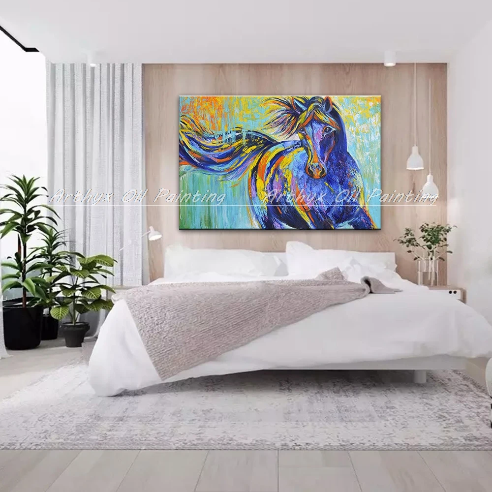 

Arthyx, 100% ручная роспись, картина маслом с изображением лошади на холсте, настенная картина, современное абстрактное поп-арт для гостиной, украшения дома