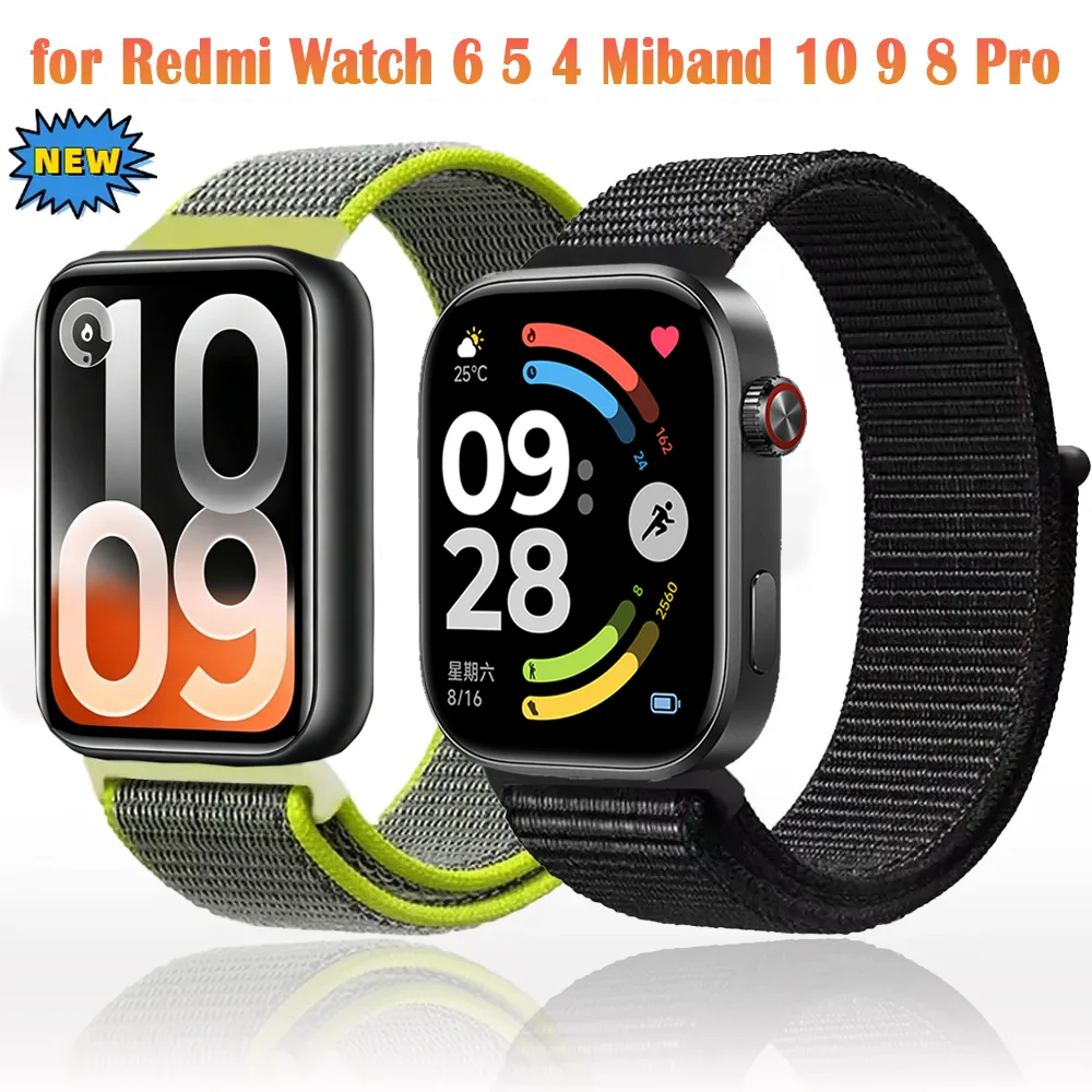 Original Nylon Geflochtenes Atmungsaktives Schlaufenarmband für Redmi Watch 6 5 4 Armband für Xiaomi Miband 10 Pro 9 Pro 8 Pro Gürtel