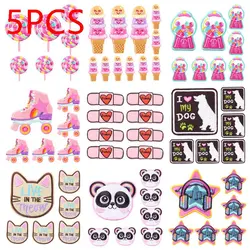 5PCS/Lots Cartoon Embroidered Patches For Clothes DIY Iron On Patches For Clothing Ice Cream Sugar Patch On Clothes Jacket Badge