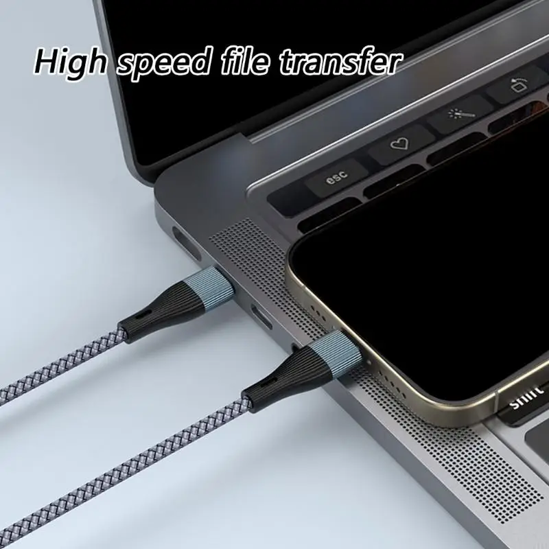 كابل شحن من 1 إلى 2 منفذ USB C PD100W نايلون جديلة بطول 130 سم K1KF #3