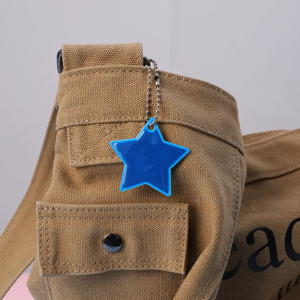 

School Bag Reflective Pendant Creative PVC Star Keychain Night Warning Sign Cycling Reflector Charm