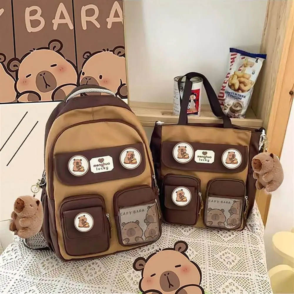 Cute Capybara Schoolbag Large Capacity Adjustable Strap Versatile Backpack Waterproof Computer Bag Student