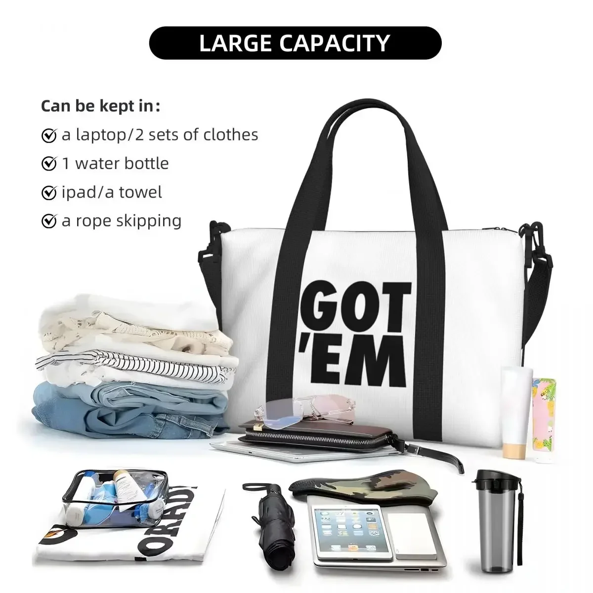 مخصص كبير GOT 'EM حمل حقيبة المرأة التسوق الكتف شاطئ الصالة الرياضية حقيبة السفر