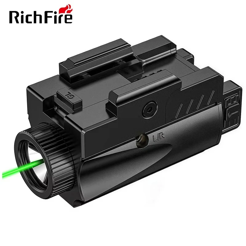 Richfire LED Flashlight 800LM 2 In 1 Combo Type-C Charging Torches with Slid Rail Compatible 20mm Rail Mounted for Self Defense