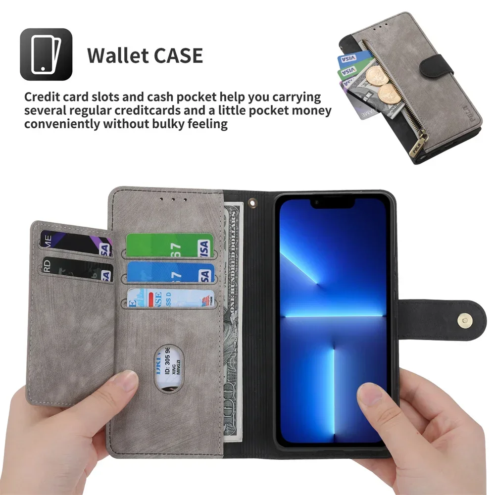 Magic6 Pro 5 Lite 4 5G Zipper Wallet Case For Huawei Honor 90 Smart Leather Book Cover Honor 50 SE 90 Lite 100 70 Pro Plus Funda