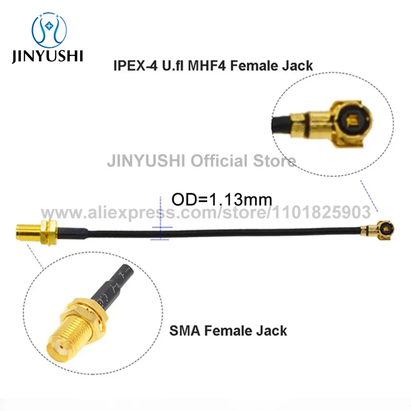 100Pcs IPEX4 MHF4 to SMA Female Extension Cord Cable Pigtail Connector Antenna Cable For m.2 5G Module RM510Q-GL RM521F EM9191