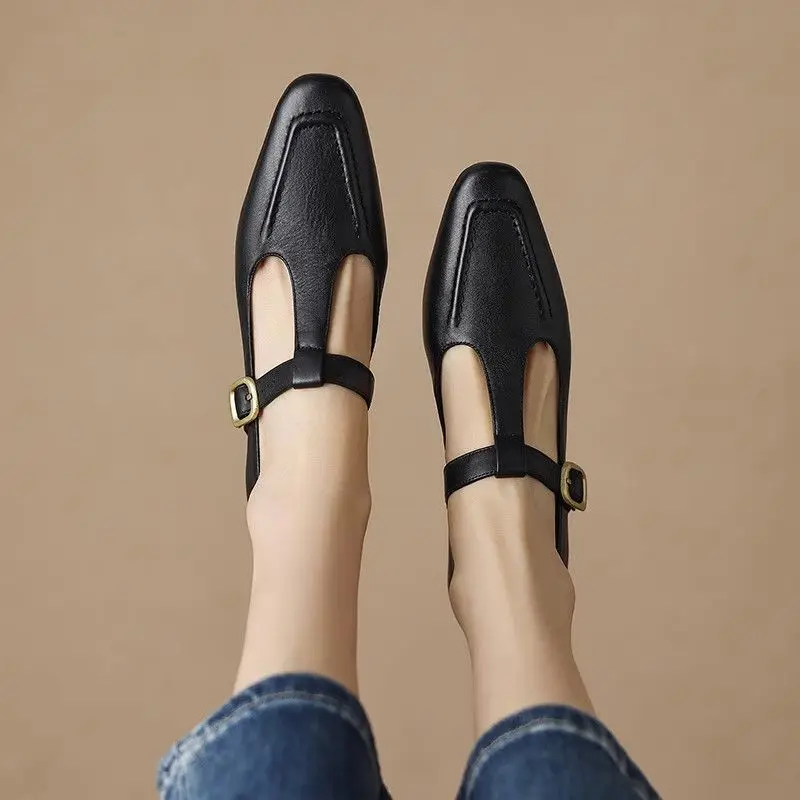 Women's Hollow Out Square Toe Mary Janes - Breathable Low Cut Shoes Chunky Heel Comfortable Shoes Spring Fall 2026