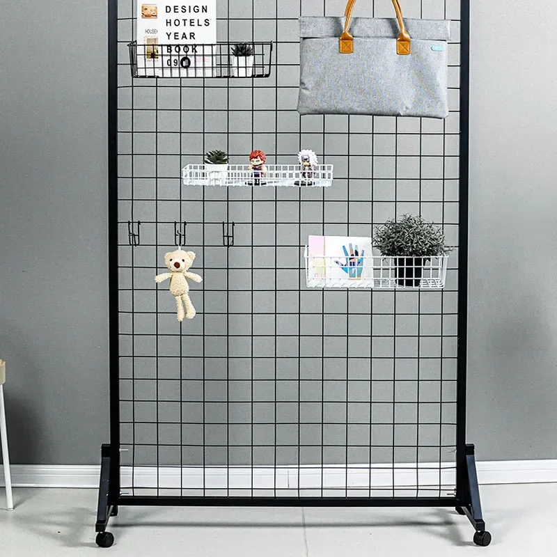 Easy install Metal Grill pegboard rack panel shelf organizer goods shelves with floor stands