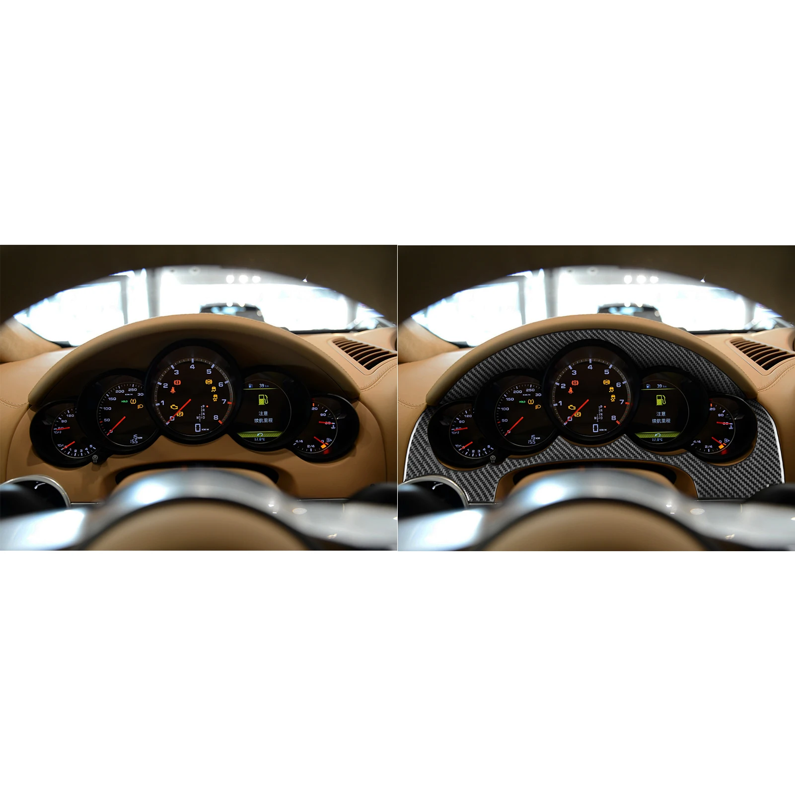 For Porsche Cayenne 958 92A 2011-2017 Carbon Fiber Dashboard Speedometer Frame Panel Cover Trim Car Accessories Interior Sticker - view 3