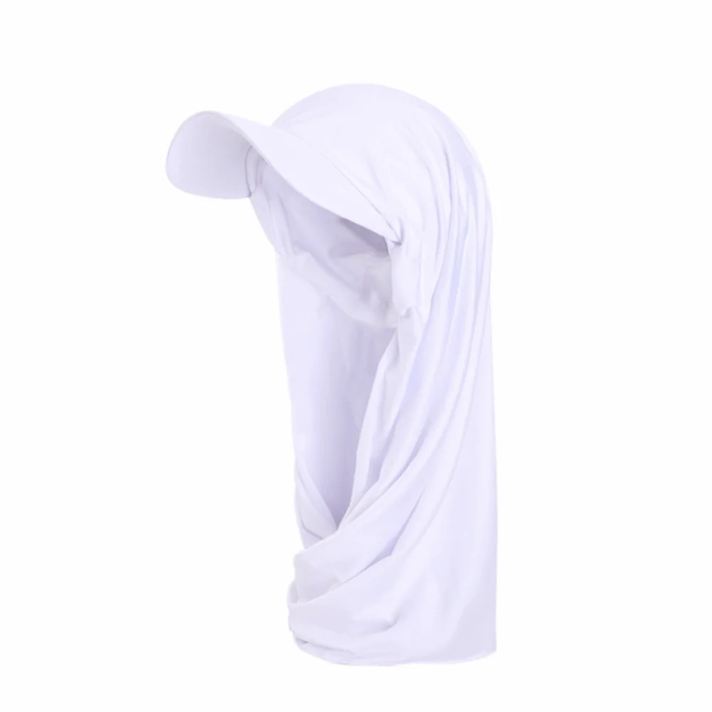 

Trendy Solid Color Brim Bandana Cap Simple Adjustable Sun Visor Turban Breathable Polyester Scarf Hat Middle Eastern Style