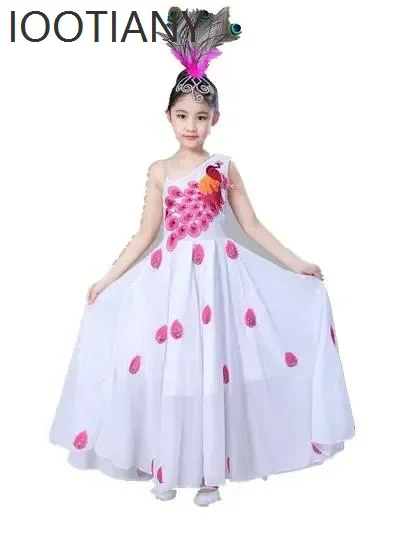 CosplayHalloween Kinder Big Swing Rock Chiffon Pfau Tanz Süßes und süßes Kleid Mädchen Kleinkind Nationale Bühnenaufführung C