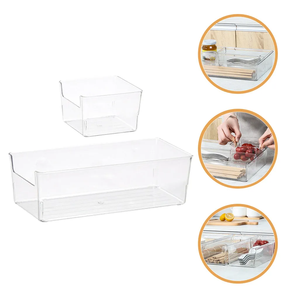 

2Pcs Storage Boxes Drawer Organizer Acrylic Divider for Cosmetics Sundries Kitchen Bathroom Desk Home Organization Sorting Bin