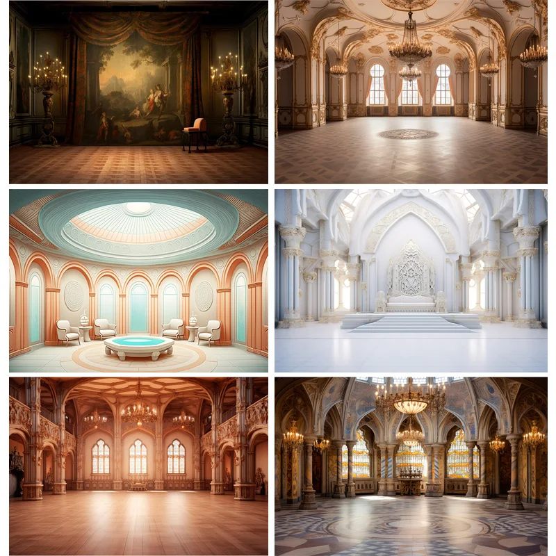 European Style Retro Palace Castle Theme Photography Backdrops Props Vintage Theater Opera Church Photo Studio Background ET-05