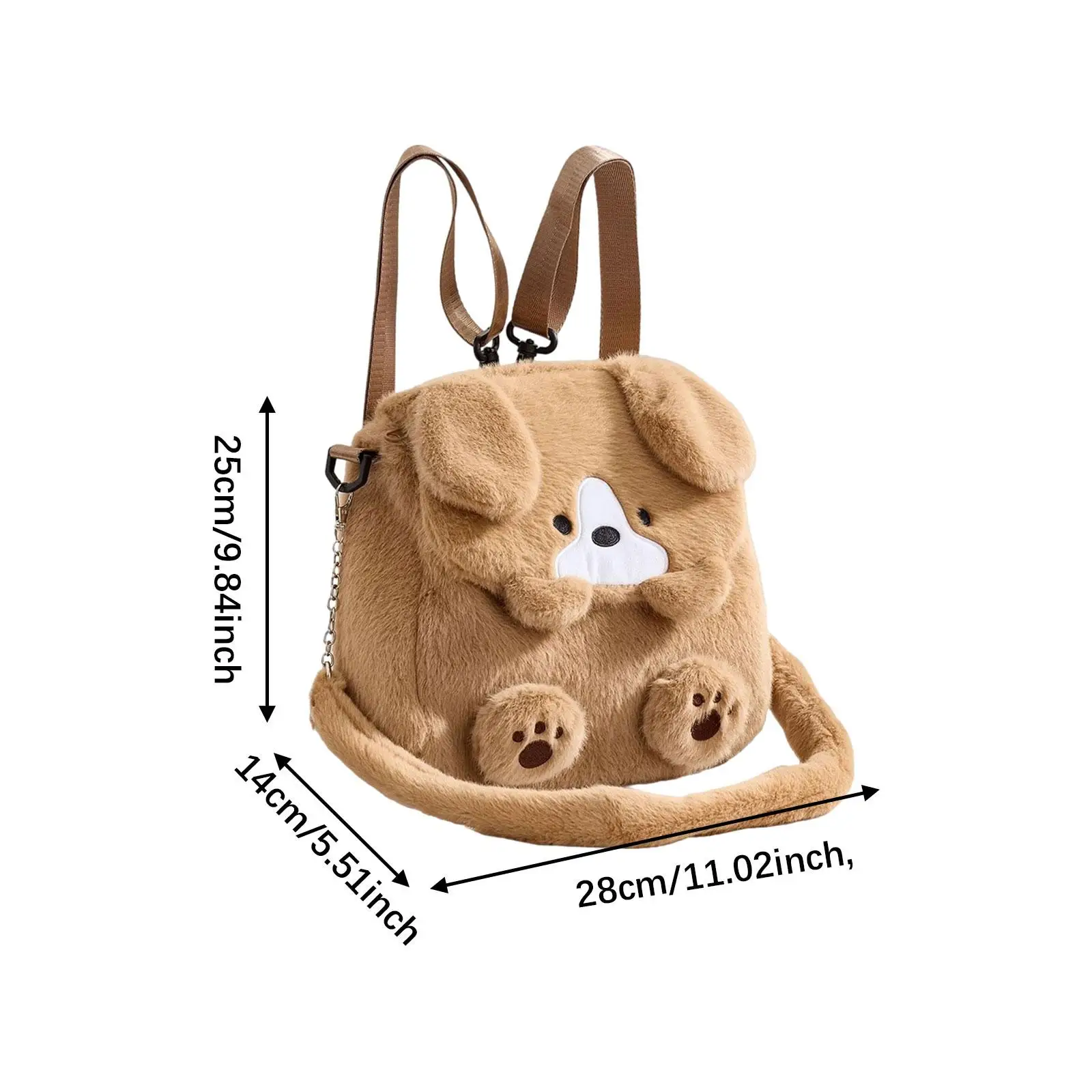 Mochila de cachorro de pelúcia leve para crianças mochila para mulheres meninas meninos adultos