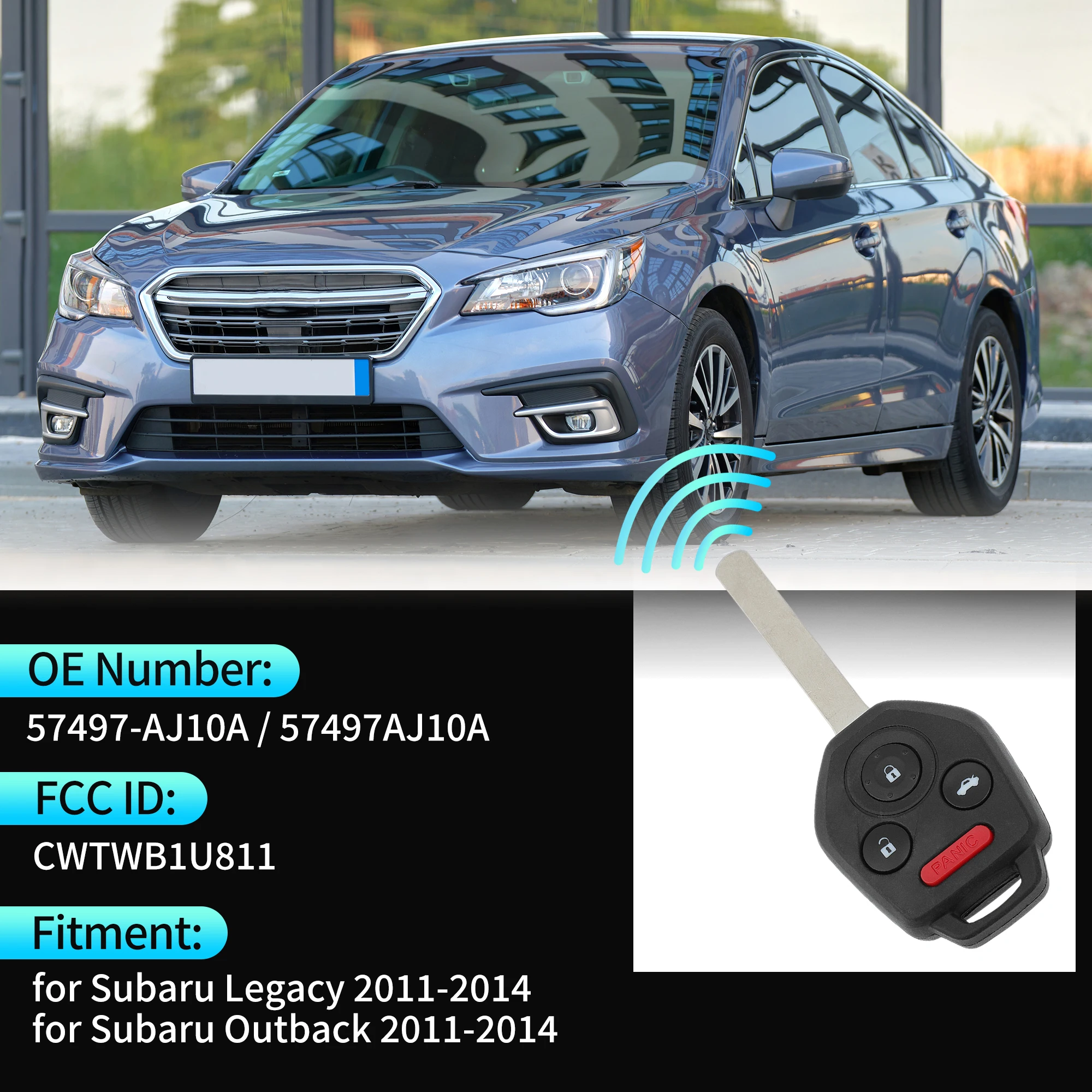 UXCELL CWTWB1U811 315MHz Keyless Entry Remote Key Fob for Subaru Legacy Outback 11-14