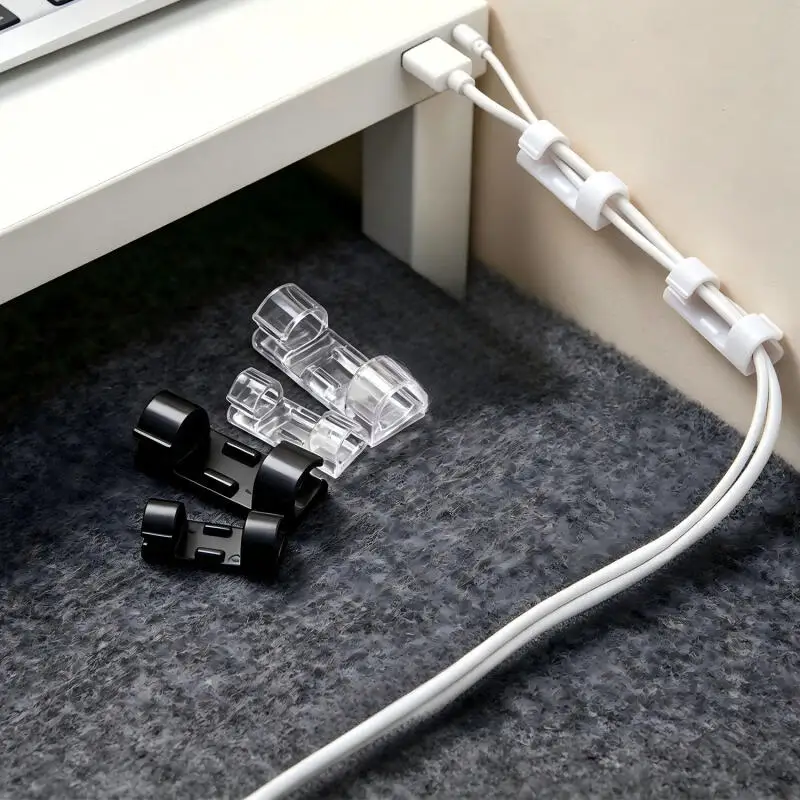 Picture 5: 20Pcs No-punch Cable Manager Wall Sticker Traceless Wire Storage, Fixed Self-adhesive Wire Clip, Network Cable Routing Artifact