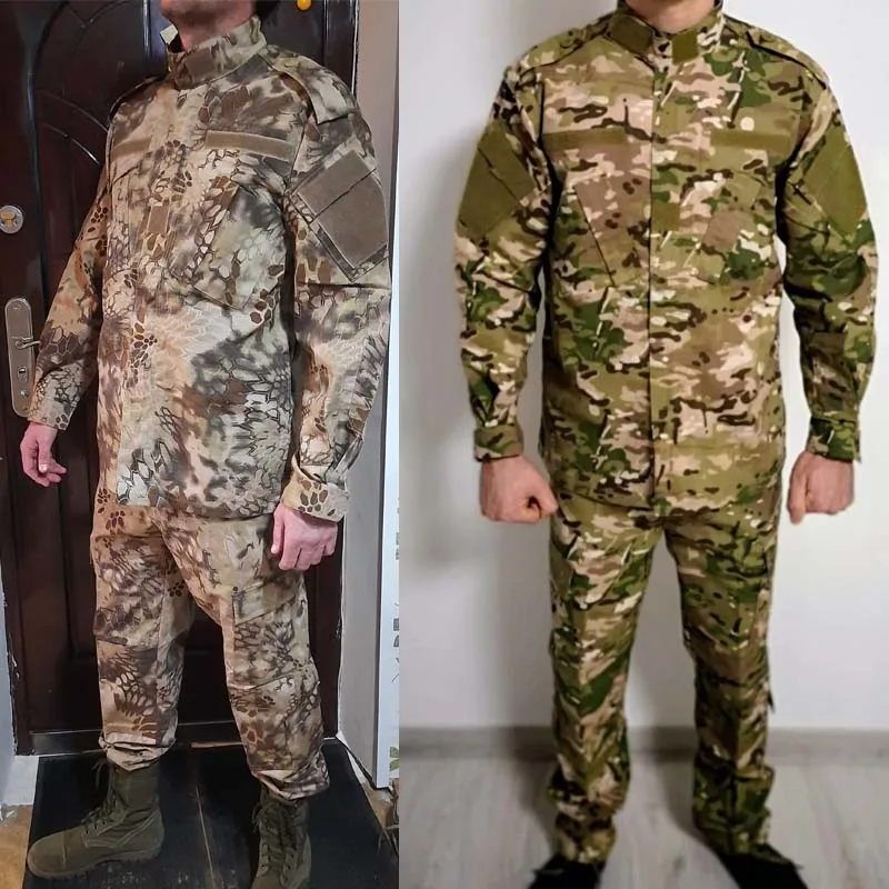 Terno tático camuflado impermeável para homens, uniforme militar resistente ao desgaste, conjunto de calças safari, roupas de caça