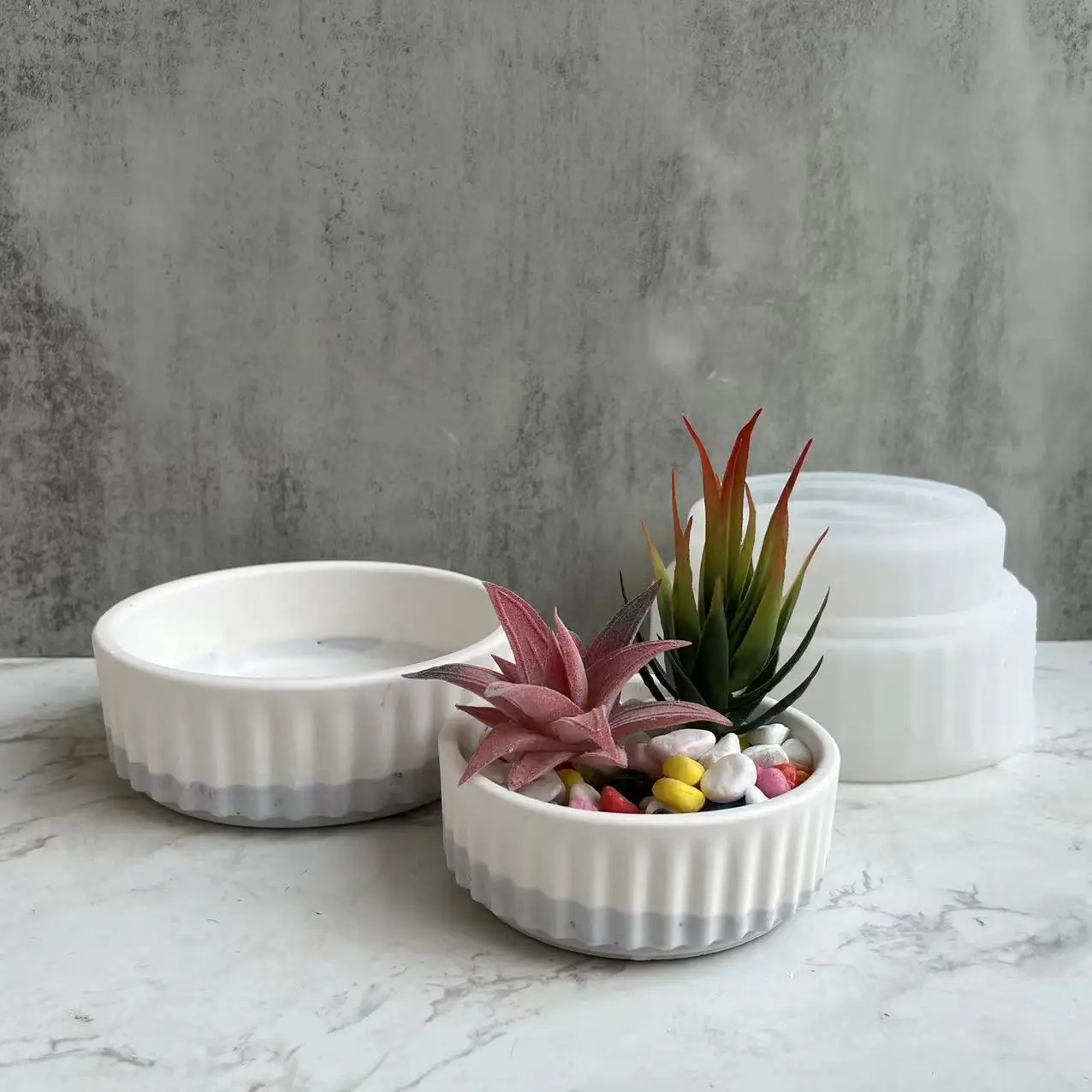 Vertikal gestreifte Blumentopf-Silikonform, große Blumentopf-Aufbewahrungsbox, Gips-Beton-Klebstoff-Gießform, große Silikonformen
