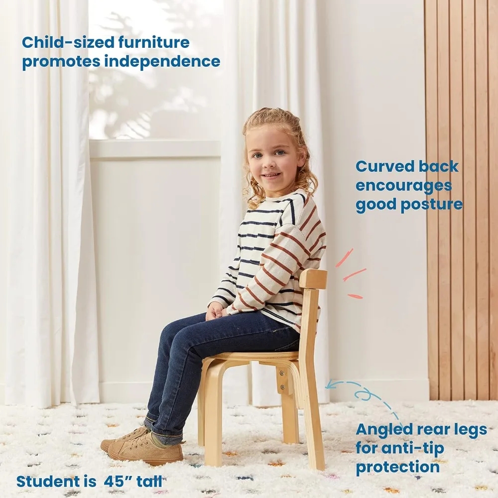 ECRKids Seating, 5-częściowy zestaw stół i krzeseł, naturalny