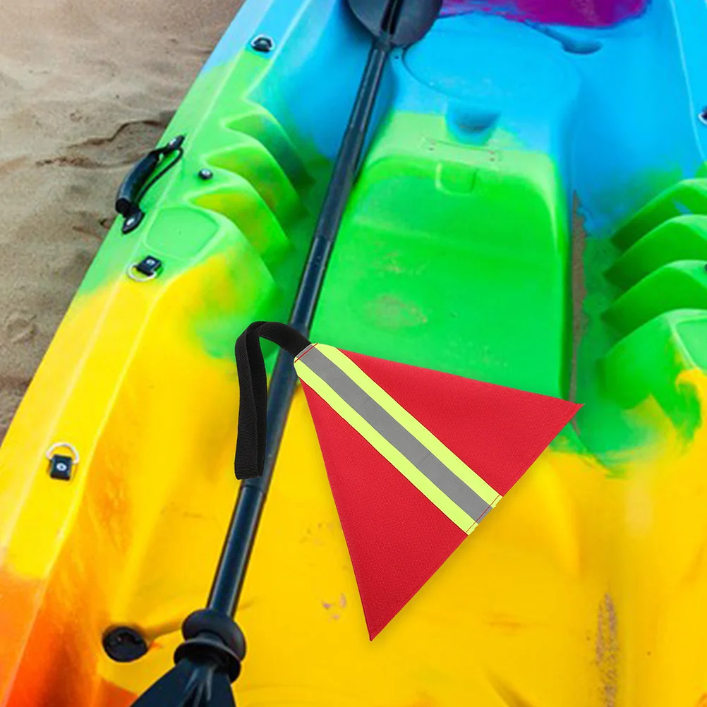 

3Pcs Red Kayak Travel Warning Flags Reflective Safety Flags Kayak Accessories Boating Safety Flag Warning Flag