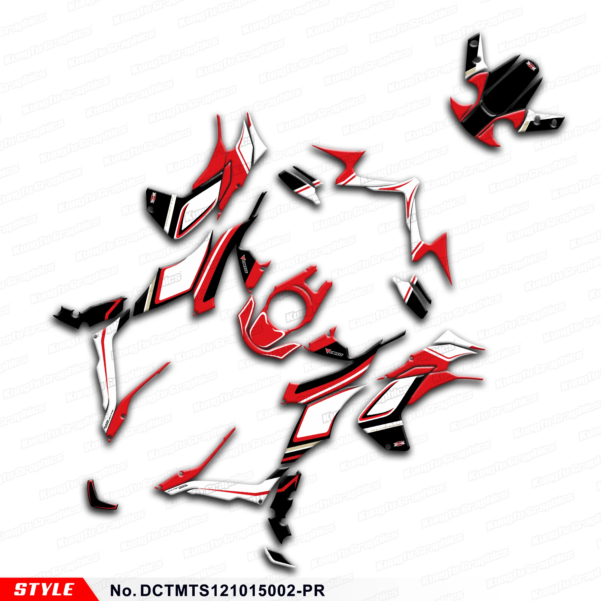 

JY RACING Graphics Kit Vinyl Wrap Kit for Ducati Multistrada 1200 MTS 2010 2011 2012 2013 2014, DCTMTS121015002-PR