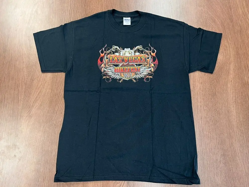 LAS VEGAS BIKE FEST 2013 T SHIRT DEADSTOCK L MOTORCYCLE RALLY TEE NOS NEW GUITAR