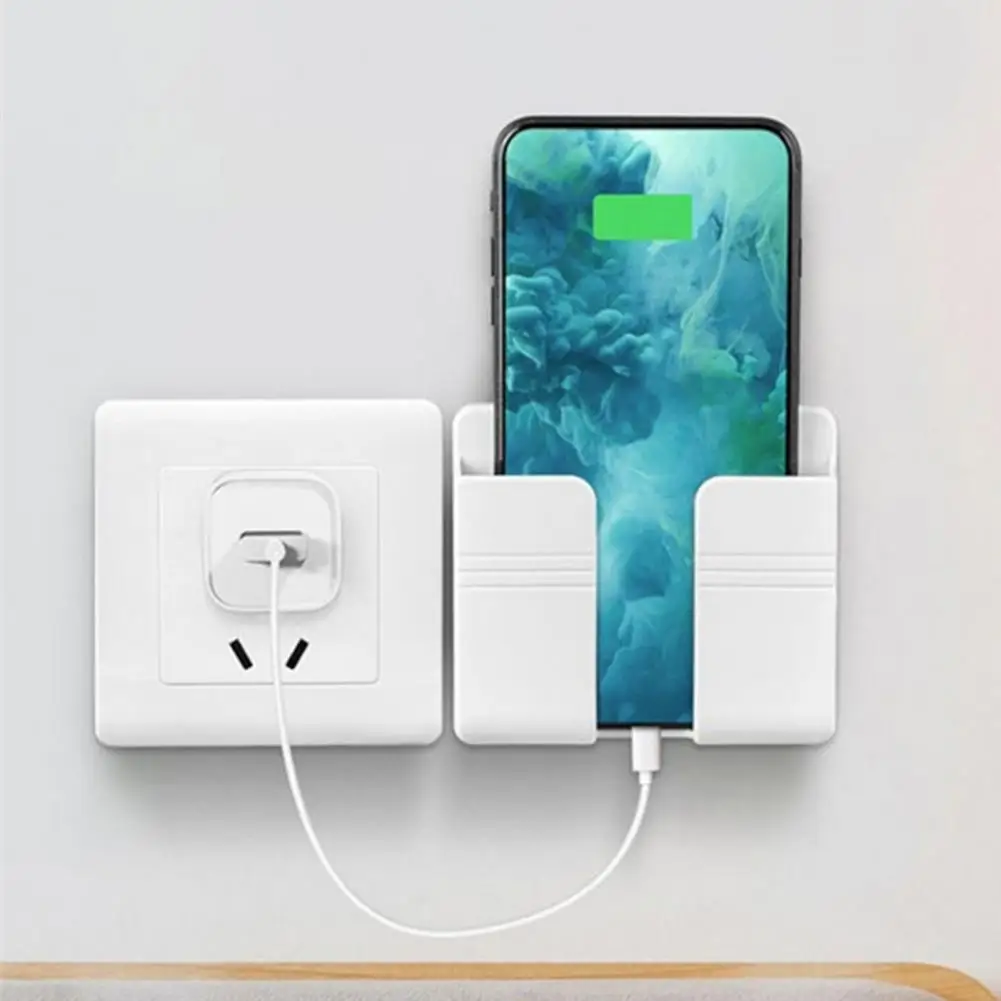 Soporte de almacenamiento multifuncional sin perforaciones, gancho Universal para cargador de teléfono inteligente montado en la pared para el hogar