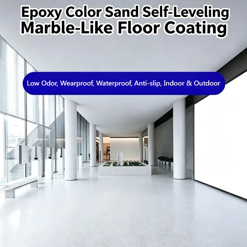 1kg Self-leveling Epoxy Color Sand Floor Paint with Curing Agent Wear Resistant Anti-slip Marble Effect Coating for Concrete