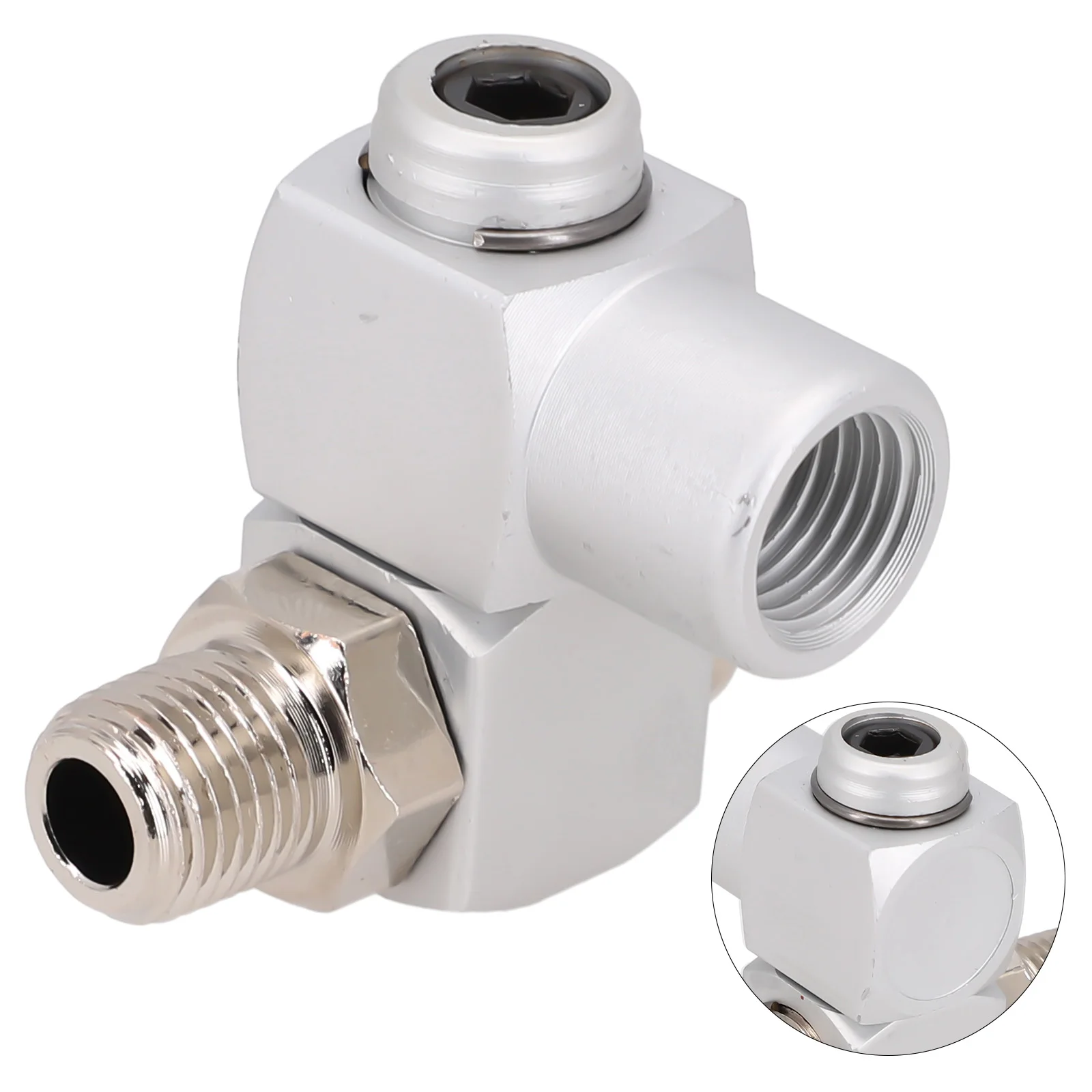 12.5mm 360 Swivel Air Hose Connector Adapter Pneumatic Part Adapter Flow Aluminum Alloy Tool Used For Compressor Car