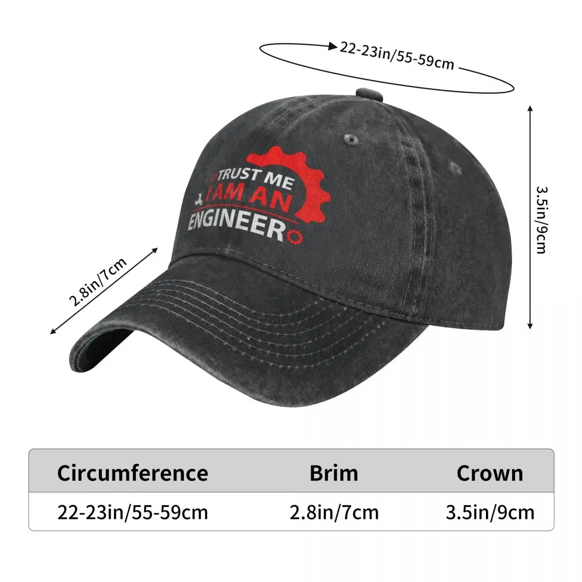 Trust Me I Am Engineer Baseball Cap Red Logo High Quality Washed Trucker Hat Unisex Men Classic Design Snapback Cap