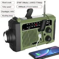 Weather Emergency Radio AM/FM Portable Solar Hand Crank Radio 3 in 1 1800mAh Power Bank Phone Charger Flashlight for Camping