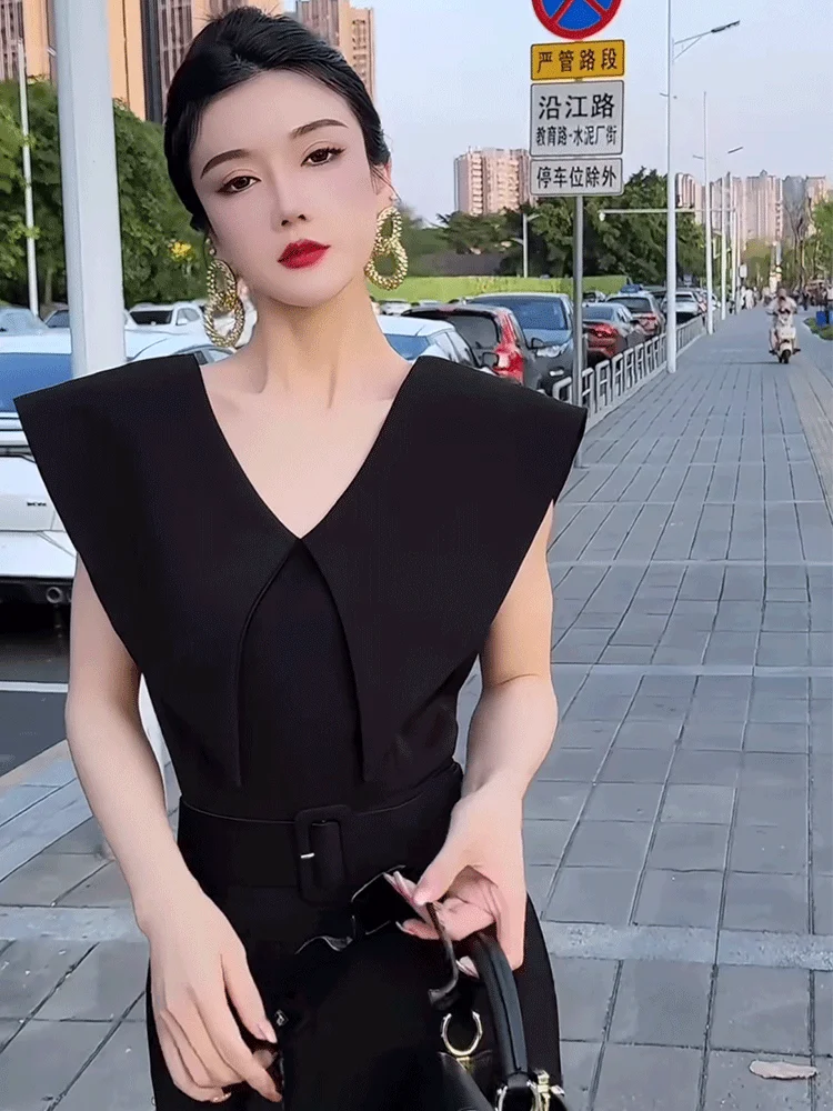 女性エレガントなジャンプスーツソリッドホワイトラウンドネックキャップスリーブハイウエストワイドレッグワンピーススーツカバーオール