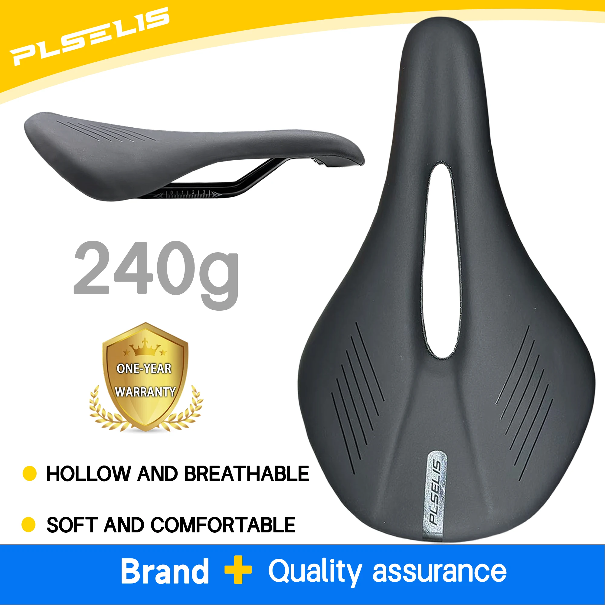 AliExpress plselis Plselis Hollow Breathable Bicycle Saddle Ergonomic Design High Resilience Sponge Soft Comfortable Weighing 240g