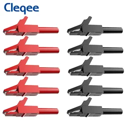 Cleqee P2007 10PCS 56mm Alligator Clips with 4mm Jack for 4mm Banana Plug Safe Crocodile Clamp Test Accessories 300V/15A