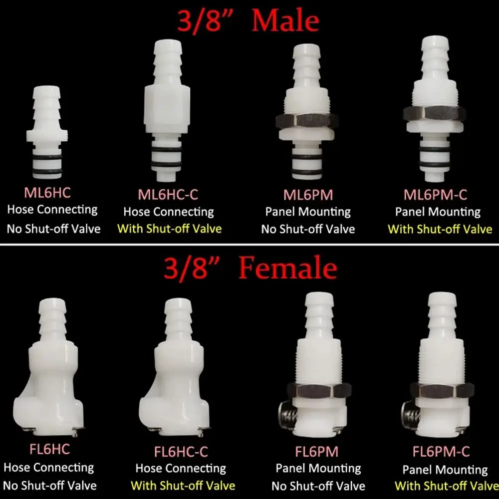 1Pcs Disconnect Fitting Coupling Hose Joint Quick Shut-Off Tube Connector Hose Barb Valved Male Female L-Series Quick Coupler