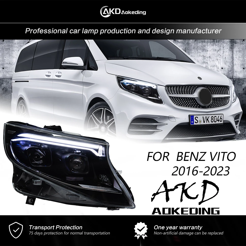 AKD Car Styling Head Lamp for Benz Vito Headlights 2016-2023 W447 LED Headlight LED DRL Projector Lens Dynamic Auto Accessories