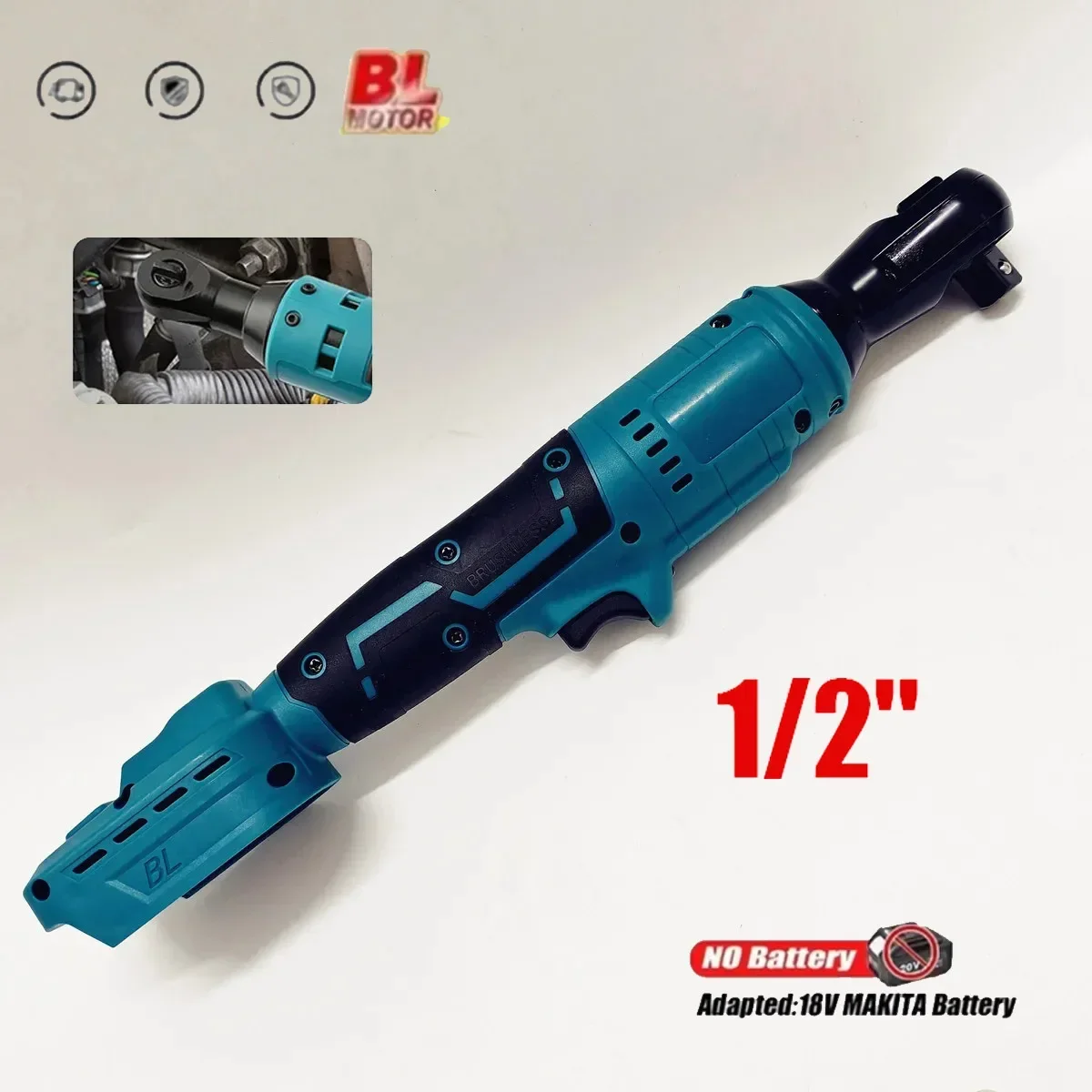 Brushless Ratchet Wrench 1/2'' Electric Impact Driver 480N.M Cordless Screw Nut Repair Power Tools for Makita 18V Battery