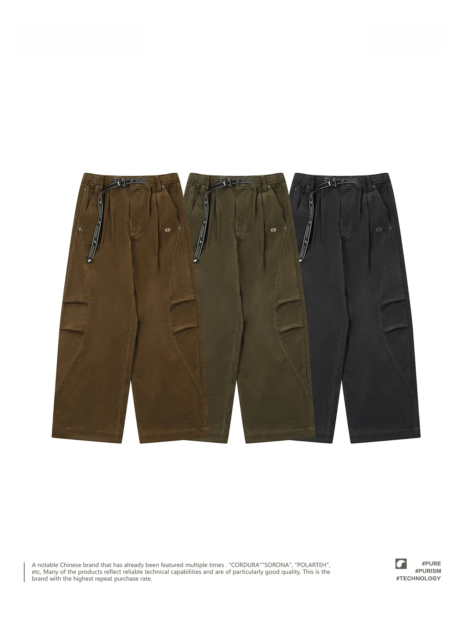 

Puristec Embroidered Corduroy Straight Leg Pants Women's Autumn Winter Loose Wide Leg Pants Versatile Casual Trousers