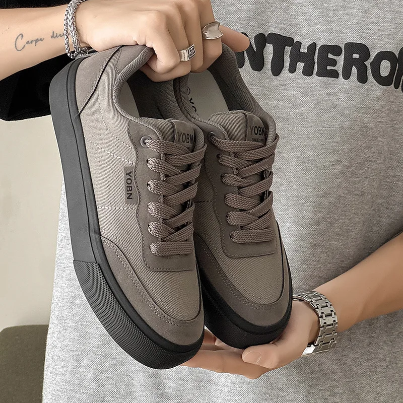 Men's Sneaker for Autumn Breathable Canvas Men's Shoes Sporty Retro Casual Thick-soled Shoes Trendy Popular Shoes for Teenagers